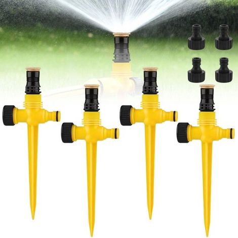 Vier Rasensprenger mit je acht 6,35 mm Wasseranschlüssen (1/4 Zoll), um 360° drehbar, verstellbar, automatisches Bewässerungssystem mit Schnellan (1/5)
