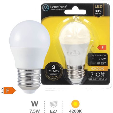 LED E27 SPHERIQUE - 7,5W BLANC BRILLANT