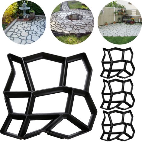 Jiubiaz 4pcs Moule béton plastique pour extérieur – Création de dalles et chemins de jardin, anticorrosion et durable