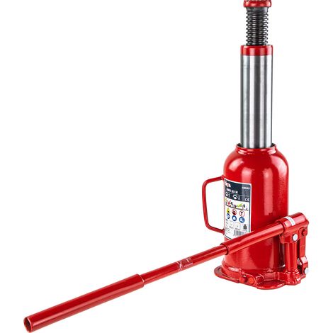 Dema – Cric bouteille hydraulique 20 T – Hauteur max 457 mm – Piston Ø 53 mm – Levier de pompe extra long – Soupape de sécurité (1/2)