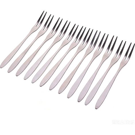 Ensemble de fourchettes de fourche 12 pièces 2 Pinces à l'entrée Fourchette à la salade de fruits au dessert Essuie-glace en acier inoxydable 5.3 pouces 13.5cm (1/5)