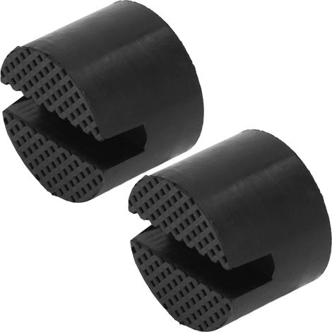 Set aus 2 universellen Gummihebestützen mit Wagenheber und Schlitzadapter für Pkw- oder SUV-Achsen. (1/5)