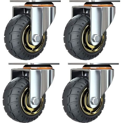 Lot de 4 roulettes pivotantes 75mmCaoutchouc silencieuxCapacité 80kg par roueMontage facile pour meubles légers (1/5)
