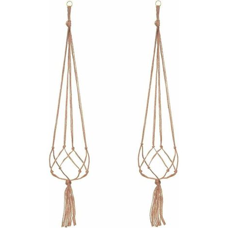 Paquets Suspension Plante Macramé, Pot Suspendu Plante, pour Suspendre Pot de Fleur Plante Suspension Suspendue Décoration Balcon Maison, 4 Jambes en Corde, 105 cm，2Pcs