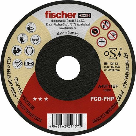 FISCHER FCD-FHP Disco da taglio Ø115x1x22,23 per acciaio inossidabile 531688 (1/2)