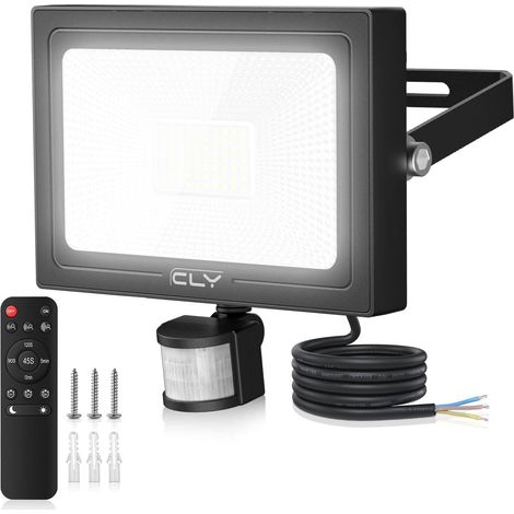 Projecteur Led Exterieur Detecteur de Mouvement 60W, 5640LM Eclairage Exterieur avec Detecteur Télécommande 10 Luminosité Spot Led Extérieur avec Détecteur Blanc Froid, Étanche IP66 pour Garage