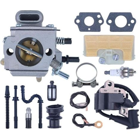 Kit de carburateur pour tronçonneuse STIHL 029 039 MS290 MS390 MS310, Carburateur + Bobine d'allumage + + Filtre à air + Bougie + Filtre à carburant + Joint (1/4)