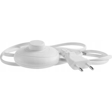 Cable de alimentación 2x0,75 con interruptor de pedal blanco