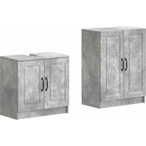 vidaXL Set di Armadi da Bagno da 2 Pezzi UTRECHT Grigio Cemento (1/5)