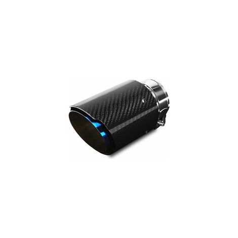 Tuyau d'échappement en acier inoxydable et fibre de carbone brillante 89mm – Réduction du bruit – Installation facile – Universel pour voitures