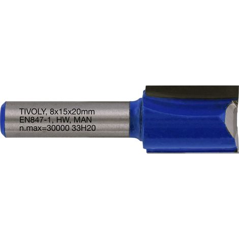 Tivoly • Broca para ranurado recto • Ø15 mm • 2 hojas de carburo • Vástago Ø8 mm • Para carpintería (1/2)