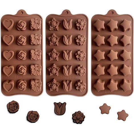 Silikon-Schokoladenform-Set für zu Hause – 3 Pralinenformen – kinderfreundliche Backform – Pralinenkuchen-Gelee – Backen mit Silikonformen (1/5)