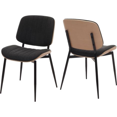 Lot de 2 chaises de salle à manger HWC-O44 chaise de cuisine tissu en bois courbé (370g/m2) ko-Tex MVG - naturel gri (1/2)