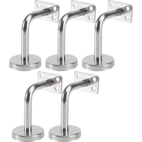 Lot de 5 supports de main courante en inox  Muraux pour escalier intérieur et extérieur  Dimensions 6x8x5cm  Anticorrosion et durable (1/3)