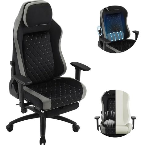 WOLTU Sedia Poltrona da Ufficio Direzionale Ruote Girevoli Sportiva Race Gaming Nero + Grigio