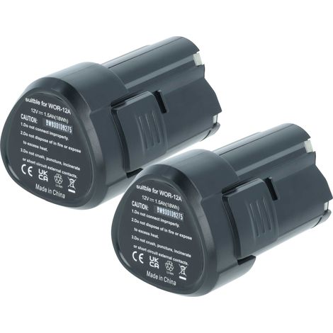 vhbw 2x Battery compatible with Worx WX283, WX128, WX382, WX382.2, WX382.4, WX382.3, WX126, WX128.2 Power Tools (1500 mAh, Li-Ion, 12 V)