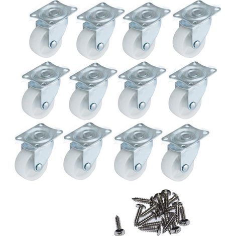 Roulettes pivotantes QOPAHI 25 mm, petites roues pour chariot, avec base en caoutchouc et roulement à billes, pour meubles, roues robustes de 25 mm pour déplacer des objets lourds (lot de 12). (1/5)