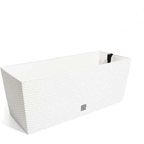 Jardinière rectangulaire 72 litres avec arrosage automatique blanc 80 x 33 x 32 cm (1/3)