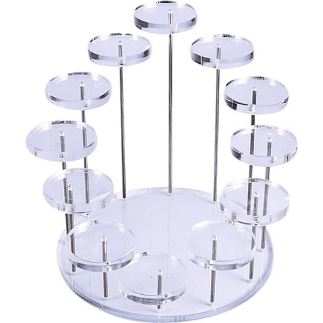 Cake Stand - Acrylic Round Display Stand - 12 cm Diameter - Layered Tiered Design - For Desserts Jewelry Party Decor - 12 Pieces (1/3)