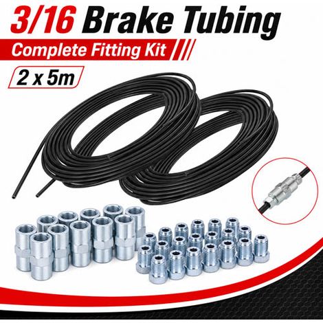 Kit de conduite de frein 10 m 3/16" (4,75 mm) avec 20 écrous M10x1 et 10 raccords (1/5)