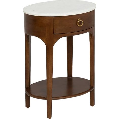 Table de chevet en manguier et marbre Enoa (1/5)