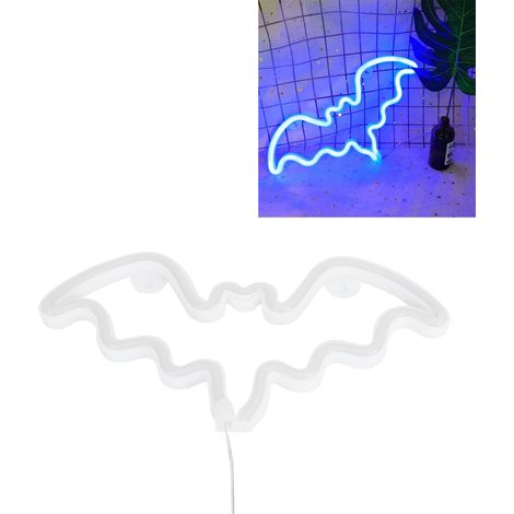 Lampe d'ambiance chauve-souris LED néon, décoration en forme de chauve-souris pour les fêtes, les soirées et les chambres (bleue) (1/5)
