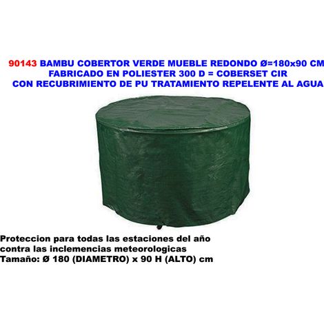 BAMBÚ Cobertor para mueble redondo 180x90cm fabricado en poliéster color verde