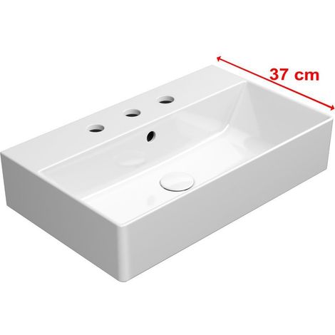 Lavabo en céramique KUBE X 60x37cm, 3 trous de robinetterie, blanc ExtraGlaze (1/4)