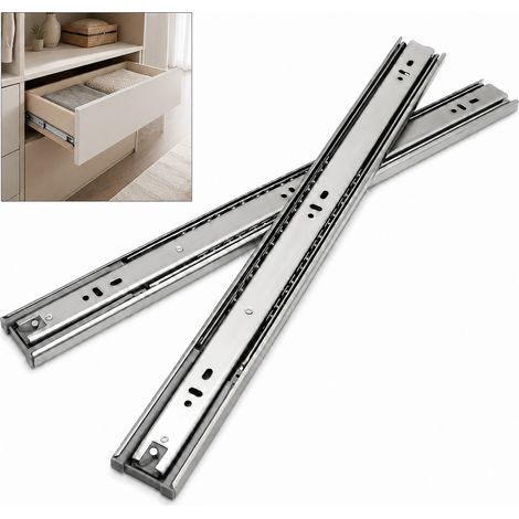Jiubiaz Coulisses de tiroir 45 mm sortie totale Soft Close, glissières à billes 45 kg, montage latéral, 350 mm, 1 paire (1/5)