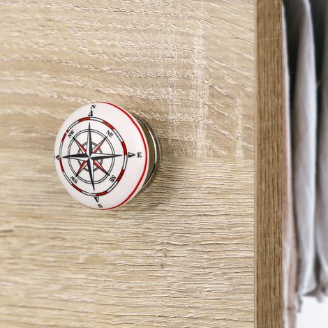 Ouvre&Déco – Bouton de meuble BOUSSOLE, Porcelaine blanche Ø35 mm (1/5)