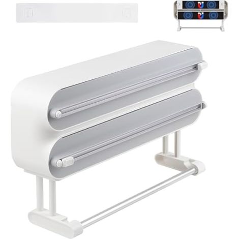 Organisateur mural pour papier aluminium et film alimentaire, porte-rouleau de cuisine, distributeur (1/4)