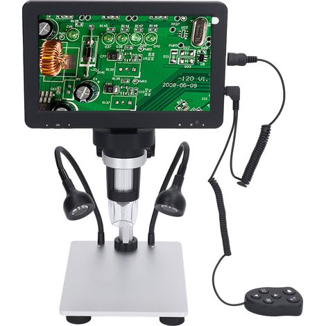 7-Zoll-Digitalmikroskop mit HD-LCD-Display, 1200-fache Vergrößerung, 12 MP, Löt- und Labormikroskop für biologische Beobachtungen und Uhrenreparaturen (1/5)