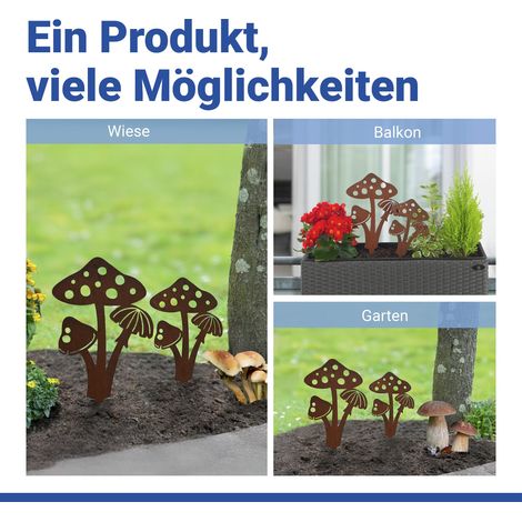 Gartendeko Pilze in Edelrost-Optik, 2er Set, 35 x 20 cm (1/5)