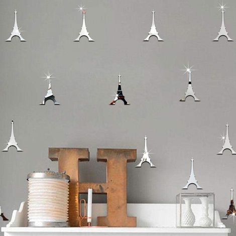 Niedliche Wandaufkleber im Romanstil für Schlafzimmer und Wohnzimmer – Hintergrunddekoration (Silberner Turm) (1/5)