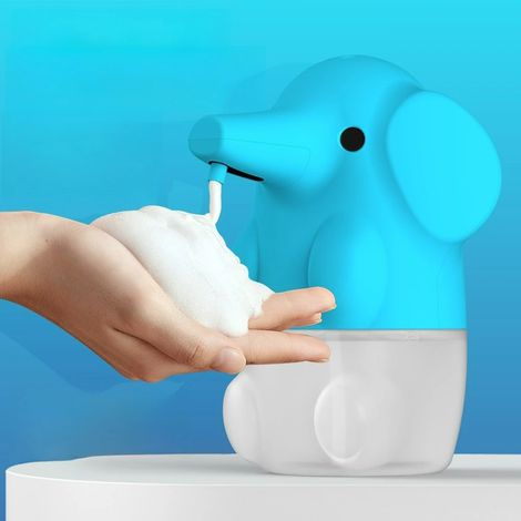 Distributeur automatique de gel hydroalcoolique en mousse (bleu ciel), distributeur de liquide vaisselle rechargeable (1/4)