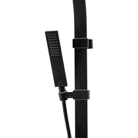 Ensemble barre de douche 120cm, 2 supports, douchette et flexible flat one noir mat BLACK & WHITE - BOSSINI D47062073 (1/2)
