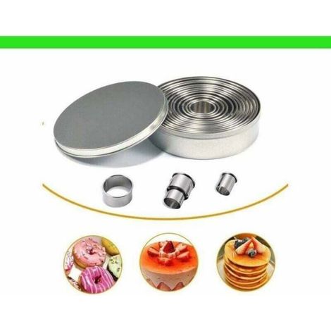 12PCS Emporte Piece Rond Cercle Patisserie Emporte pièces Cuisine pour Biscuits Pâtes à Sucre Gâteaux Emporte Piece Biscuit Cookie (1/4)