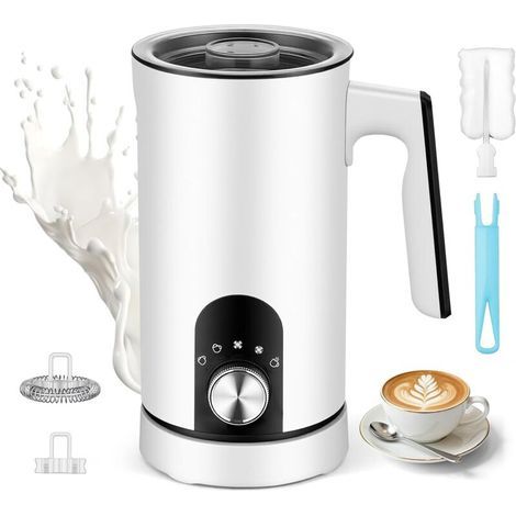 Mousseur à lait électrique 5 en 1, mousseur à lait automatique 350 ml pour mousse de lait chaude ou froide avec revêtement antiadhésif, commande à un clic pour chocolat, cappuccino, noir (1/5)