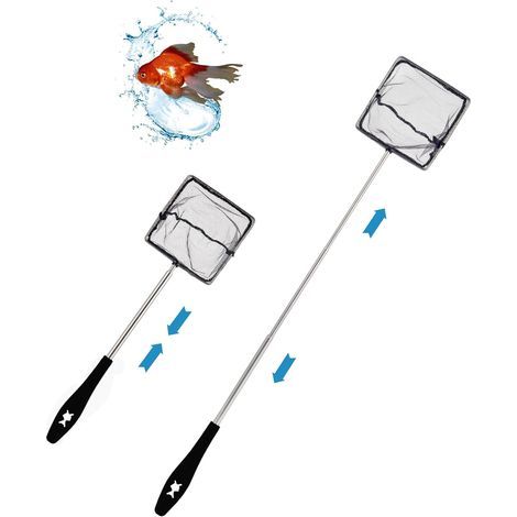Teleskop-Edelstahlnetz mit weichem Nylongewebe, ausziehbar von 31 bis 61 cm, für Aquarienfische und Garnelen (1/5)