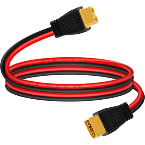 XT60 Extension Cable 12AWG 30A Rallonge XT60 Male Femelle 12V-36V pour Générateur Solaire, Centrale électrique Portable et Panneau Solaire (12 AWG, 3 m) (1/5)