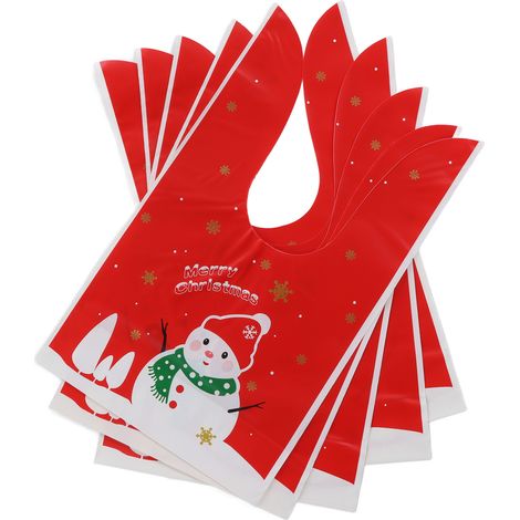 Lot de 100 sacs cadeaux de Noël, mignons, de qualité alimentaire, écologiques, réutilisables, parfaits pour les biscuits, les bonbons, les chocolats et les bonhommes de neige.