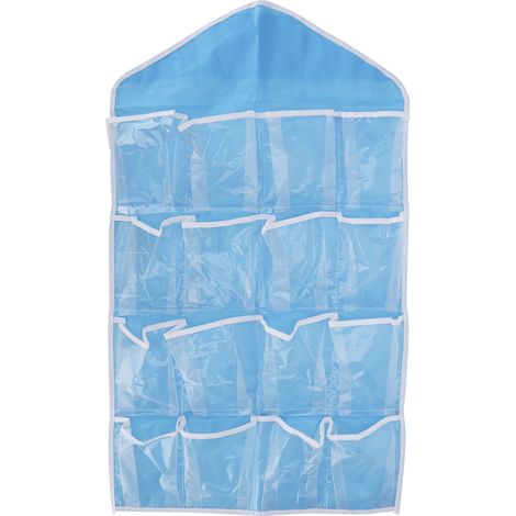 Organisateur mural à accrocher, rangement pour porte avec étagères et poches en polyester pour chambre et salon - Bleu (1/5)