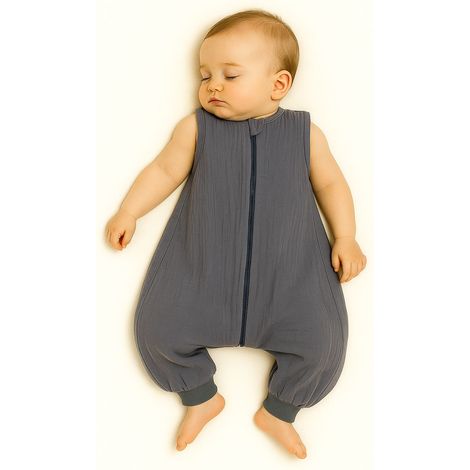 Musselin-Schlafsack für Kinder mit Beinen L 9-24 Monate Sommer TOG 1.0 - anthrazit (1/5)