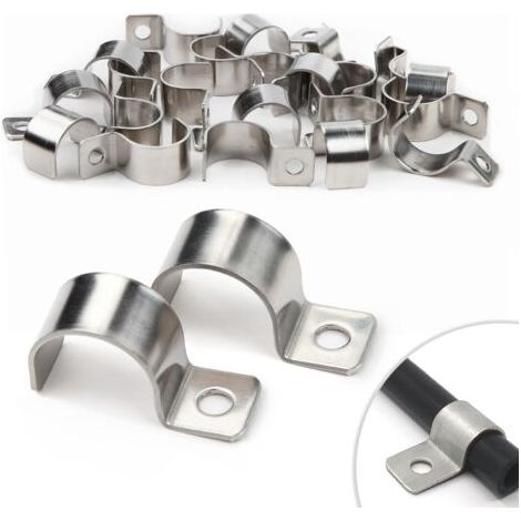 25 Pièces Fixation Grillage Rigide Sur Mur 20mm Attache Grillage Rigide Inoxydable Colliers de Serrage en U à Trou Unique pour Ø 19-20.5mm Câble Tuyaux d'eau Installation (1/5)