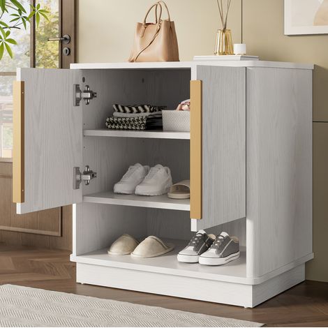 meuble rangement chaussures compact 60 40 61 blanc bois OKMYHOME (1/5)