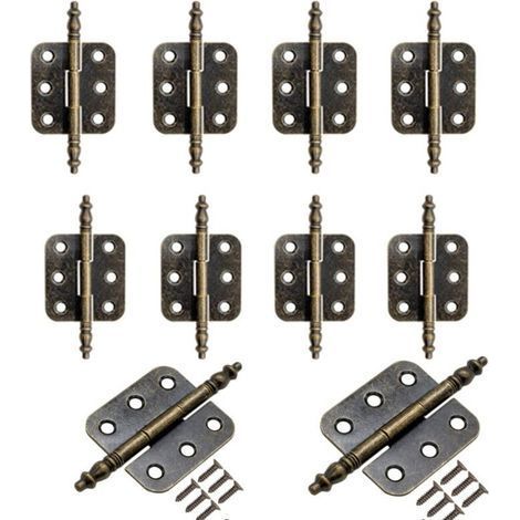 Pack of 10 Antique Metal Hinges, 70 x 35 mm, Bronze, Iron Hinges, Classic Design, for Cabinets, Doors, Chests, Storage Boxes in Vintage Style, Country House (1/5)