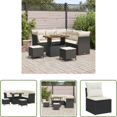Gartenmöbel - Gartensofa-set 8 pcs Schwarz Poly-Rattan (1/5)
