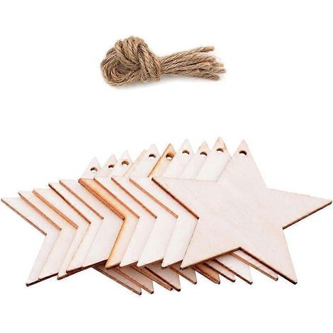 20 rondelles de bois de Noël brutes avec trou de suspension pour peinture (1/4)