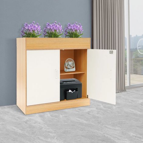 2 Schichten große Kapazität Dokumentenschrank Büroskrank, 80  40  80 cm, Archivskrank mit Schloss und Schlüssel, Mehrzweckschrank