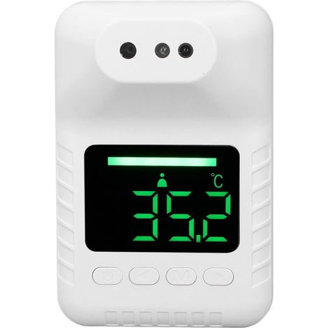 Thermomètre mural, thermomètre frontal infrarouge avec écran d'affichage, rechargeable par USB/alimenté par pile, détecteur de température sans contact à lecture instantanée pour les hôpitaux